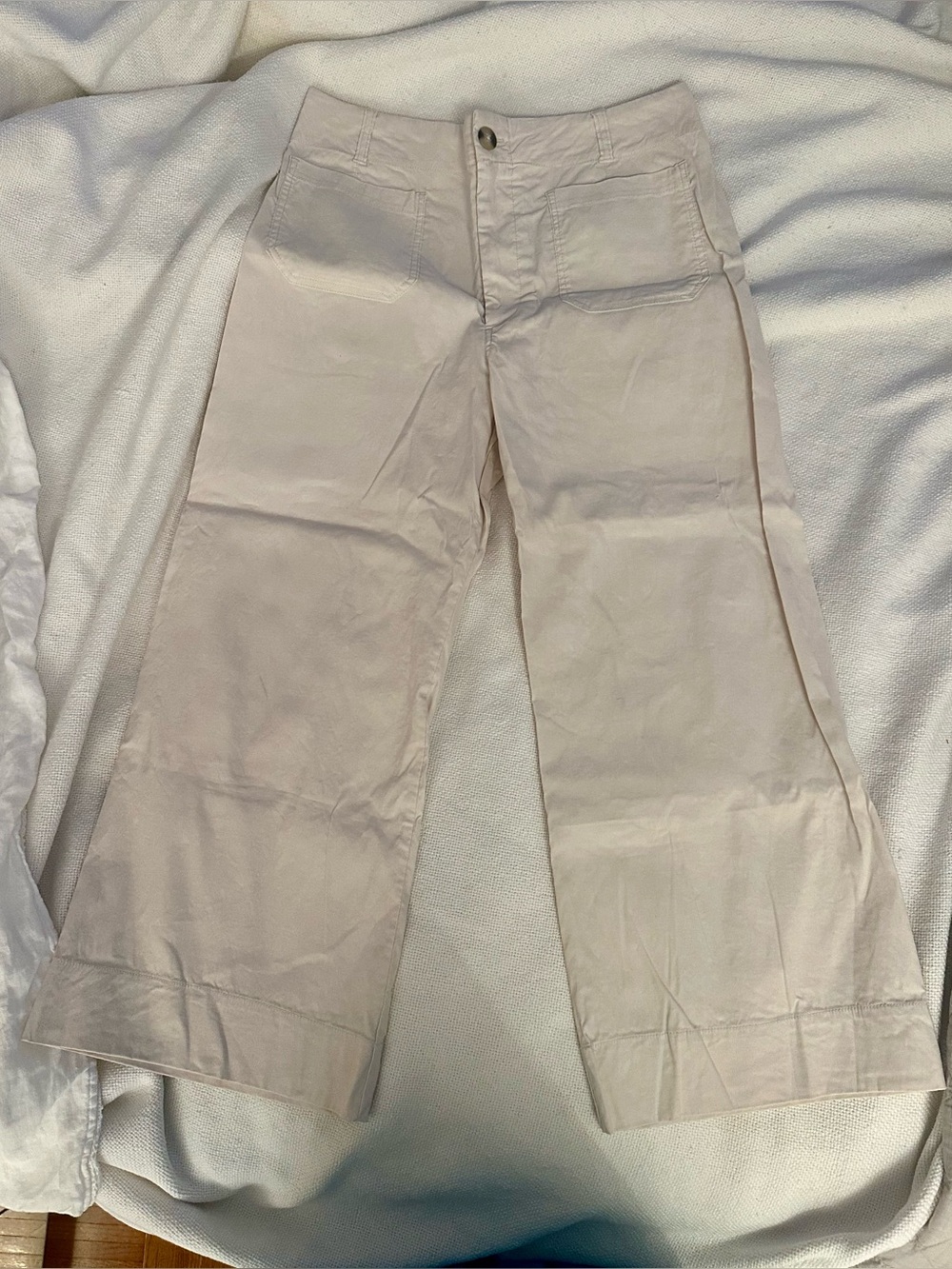 Anthropologie  The Colette Cropped Wide-Leg Pants by Maeve 32 /12 Ivory